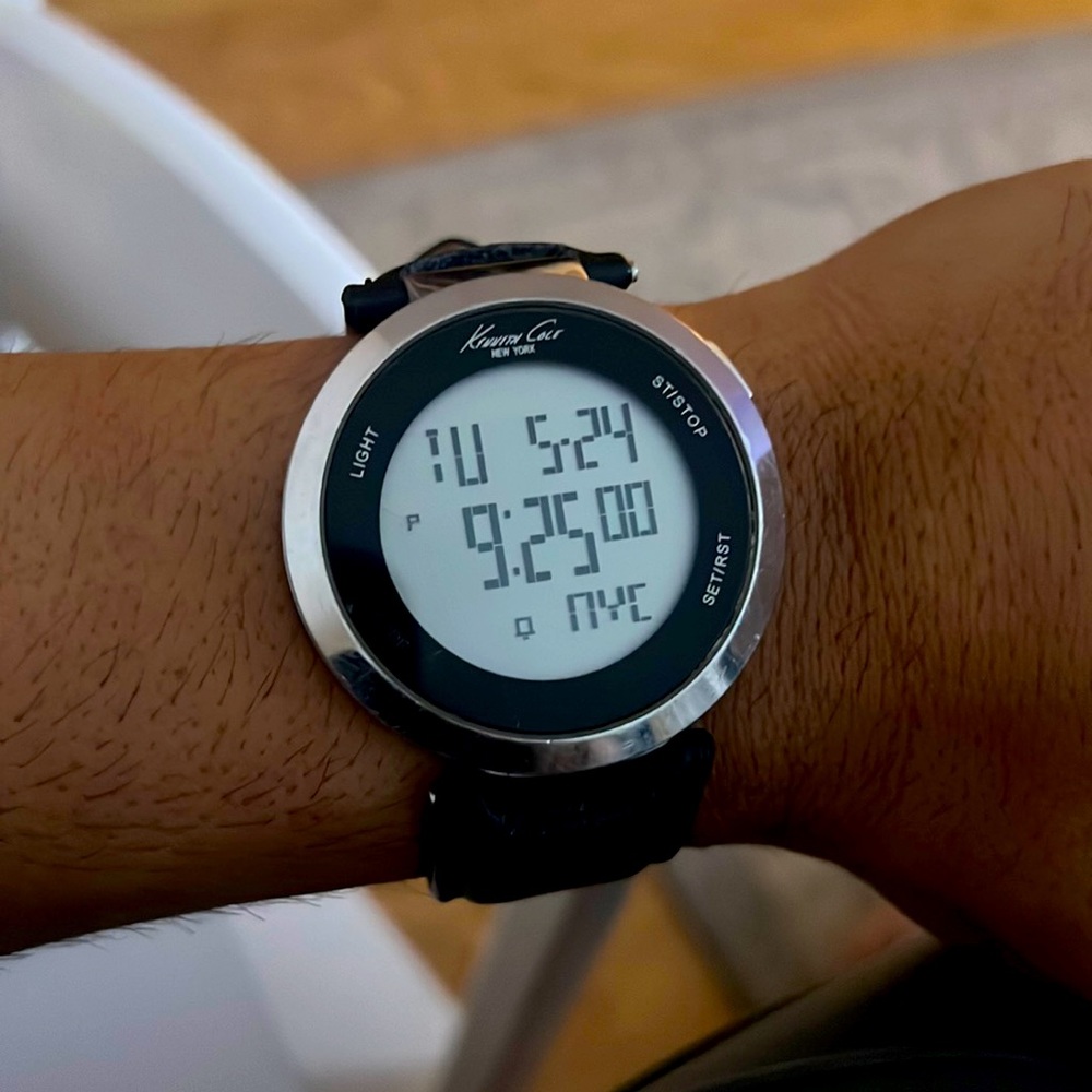 black silver dial Digital Kenneth Cole watch